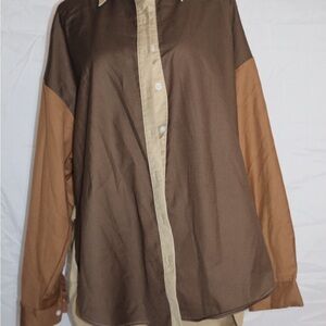 Fashion Nova Brown and Tan Shirt Dress